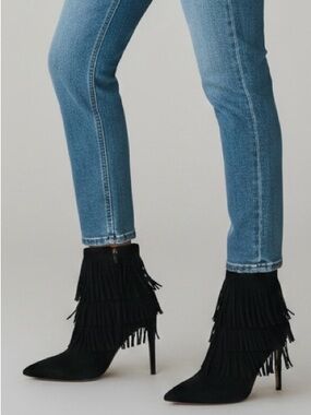 Steve Madden Black Suede Flapper Ankle Booties Size 8
